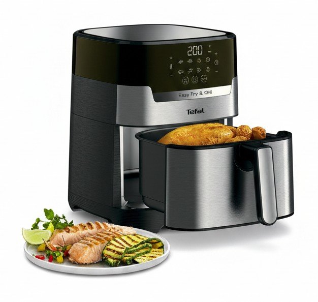 Tefal Easy Fry & Grill Digital EY505D15: аэрогриль и гриль в одном корпусе