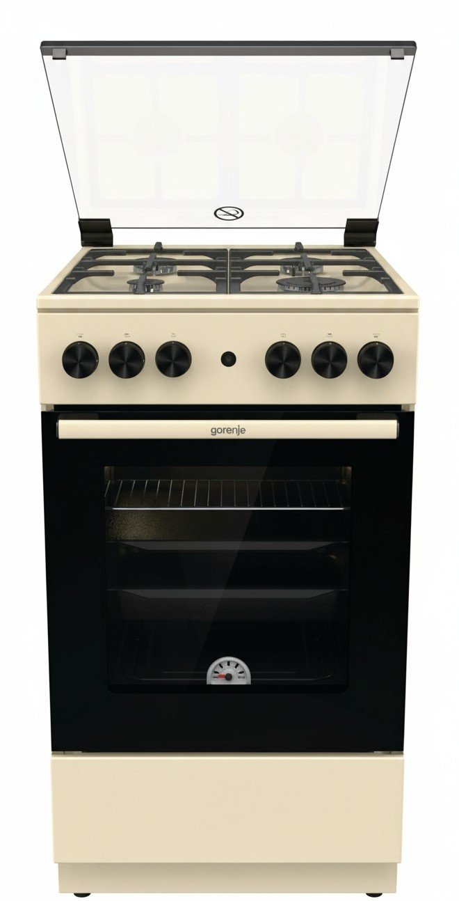 Gorenje GG5A21BEF: бежевая плита с обзорным стеклом