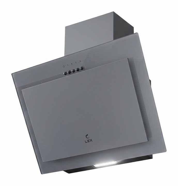 LEX Mio 600 Grey: серая наклонная вытяжка с шумом до 46 дБ