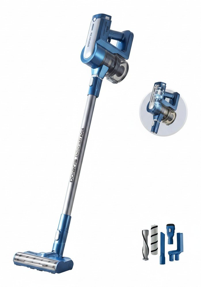 Polaris PVCS 7000 Energy WAY AQUA: самоходная щётка и 5 насадок
