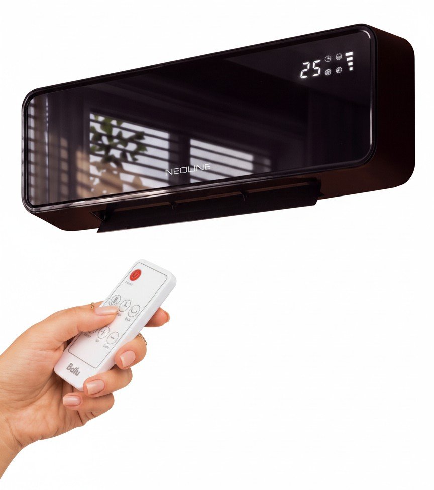 NEOLINE NFH/CW-7520B: настенный тепловентилятор с пультом и автоповоротом
