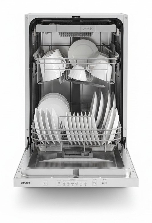 Gorenje GV523E10WE: белый фасад и луч на полу
